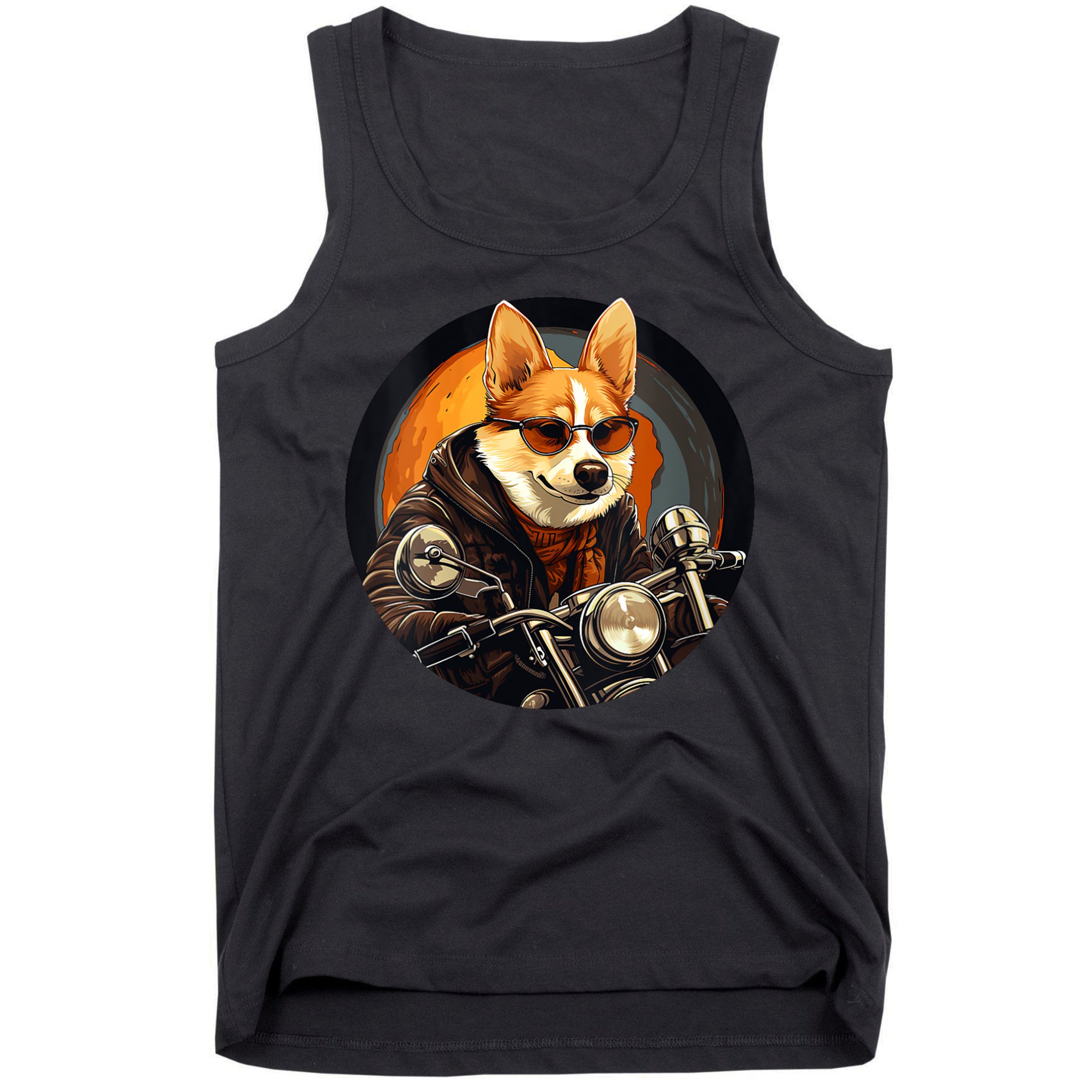 Corgi Biker Funny Dog Motorcycle VNeck Tank Top