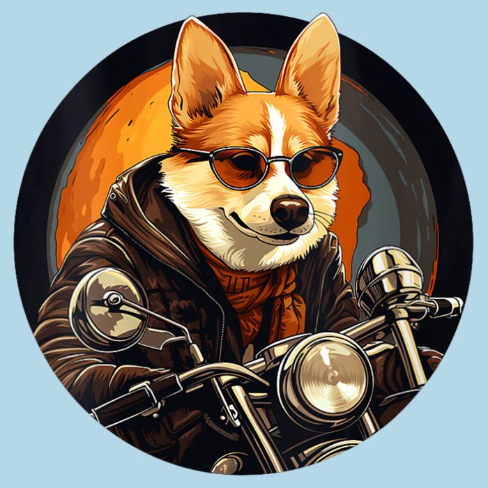 Corgi Biker Funny Dog Motorcycle VNeck Polo