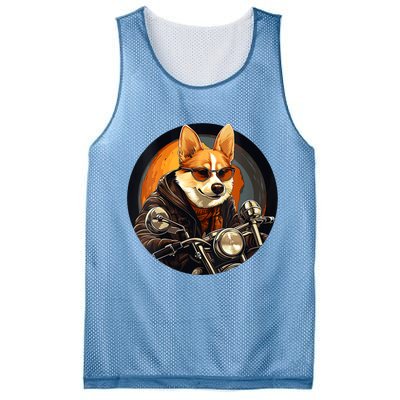 Corgi Biker Funny Dog Motorcycle VNeck Mesh Reversible Basketball Jersey Tank