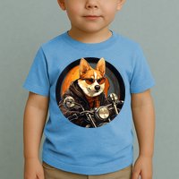 Corgi Biker Funny Dog Motorcycle VNeck Toddler T-Shirt