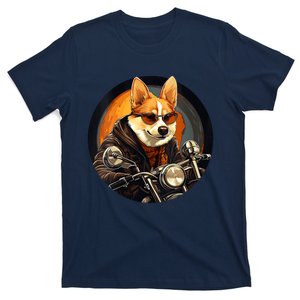 Corgi Biker Funny Dog Motorcycle VNeck T-Shirt