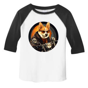 Corgi Biker Funny Dog Motorcycle VNeck Toddler Fine Jersey T-Shirt