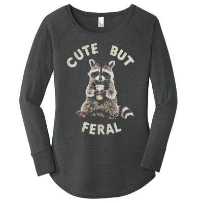 Cute But Feral Funny Sarcastic Raccoon Gift Women's Perfect Tri Tunic Long Sleeve Shirt