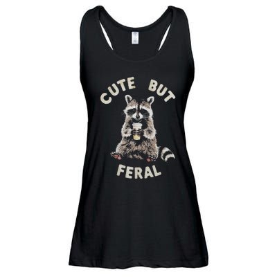 Cute But Feral Funny Sarcastic Raccoon Gift Ladies Essential Flowy Tank