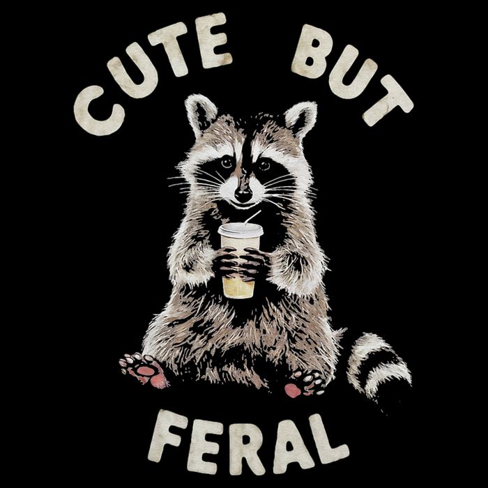 Cute But Feral Funny Sarcastic Raccoon Gift 16 in Basic Backpack