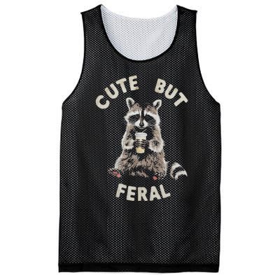 Cute But Feral Funny Sarcastic Raccoon Gift Mesh Reversible Basketball Jersey Tank