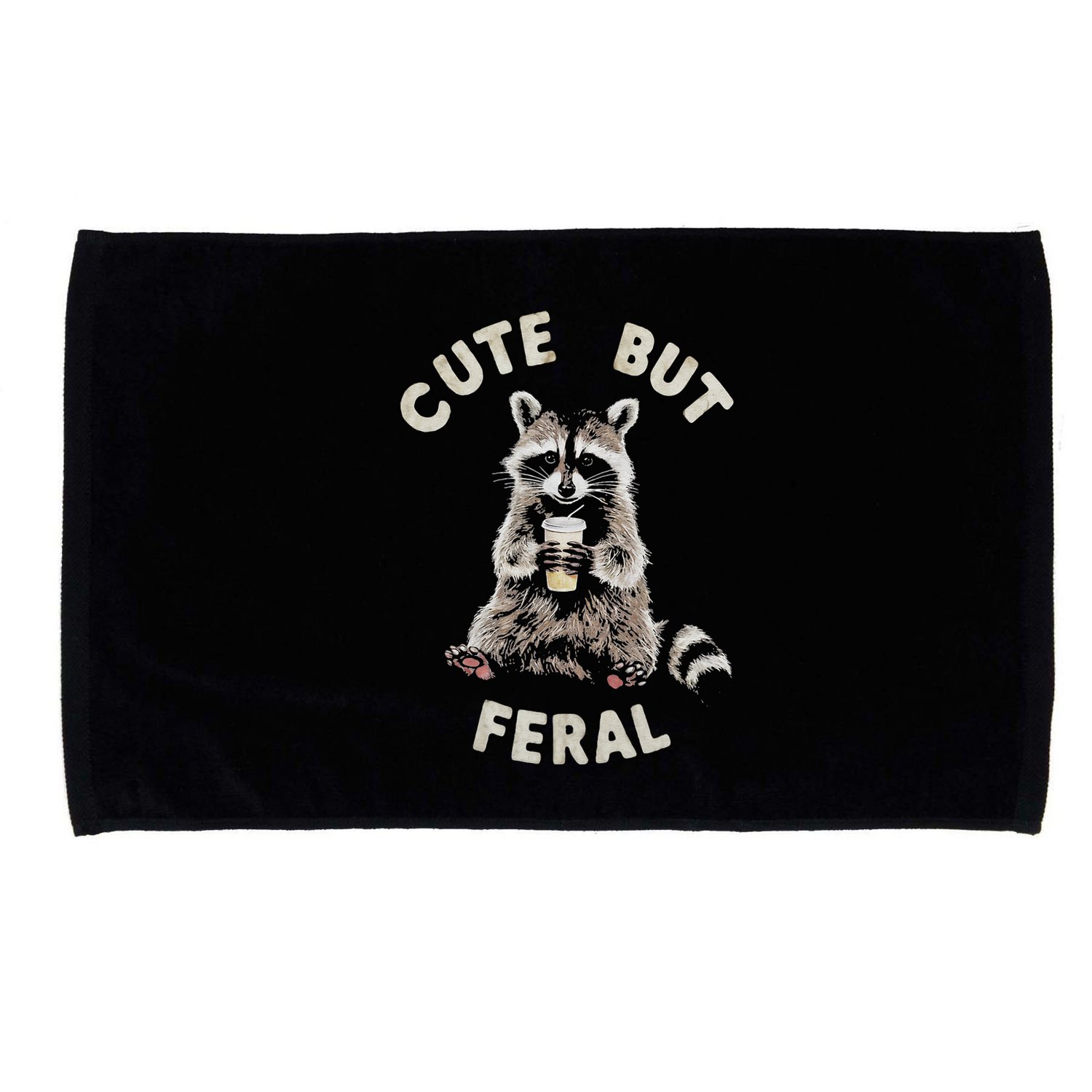 Cute But Feral Funny Sarcastic Raccoon Gift Microfiber Hand Towel