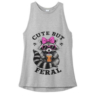 Cute But Feral Funny Colorful Racoon With Sunglasses Racoon Ladies PosiCharge Tri-Blend Wicking Tank