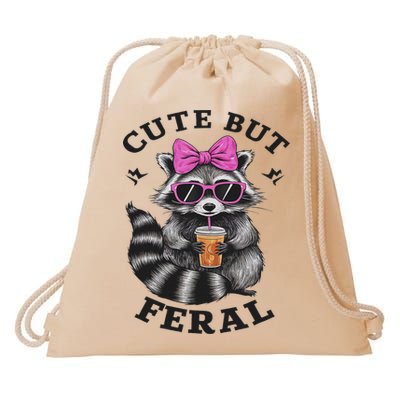 Cute But Feral Funny Colorful Racoon With Sunglasses Racoon Drawstring Bag