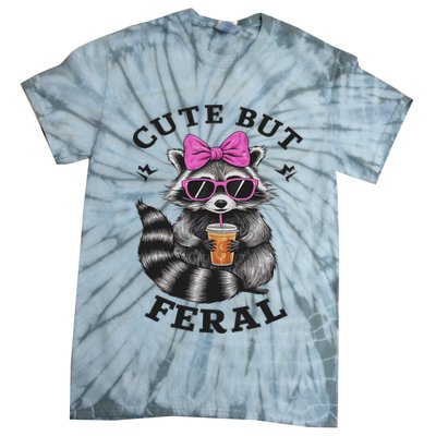 Cute But Feral Funny Colorful Racoon With Sunglasses Racoon Tie-Dye T-Shirt