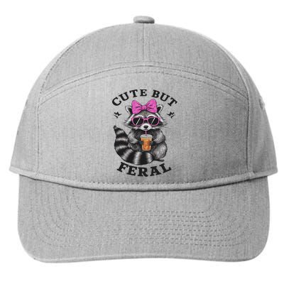 Cute But Feral Funny Colorful Racoon With Sunglasses Racoon 7-Panel Snapback Hat