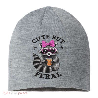 Cute But Feral Funny Colorful Racoon With Sunglasses Racoon Sustainable Beanie