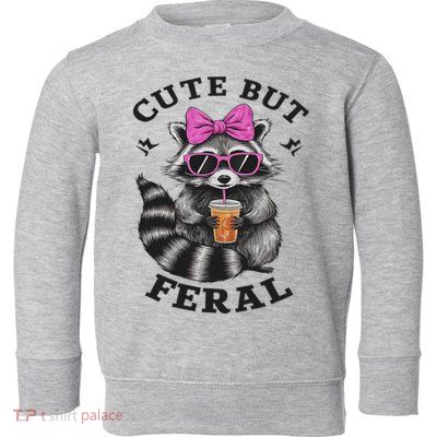 Cute But Feral Funny Colorful Racoon With Sunglasses Racoon Toddler Sweatshirt
