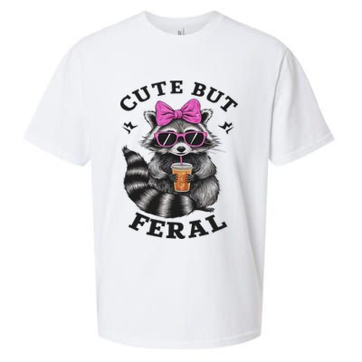 Cute But Feral Funny Colorful Racoon With Sunglasses Racoon Sueded Cloud Jersey T-Shirt