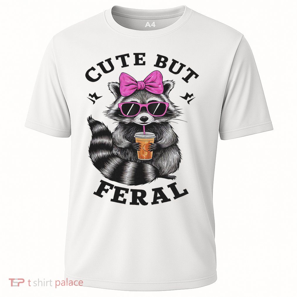 Cute But Feral Funny Colorful Racoon With Sunglasses Racoon Performance Shirt
