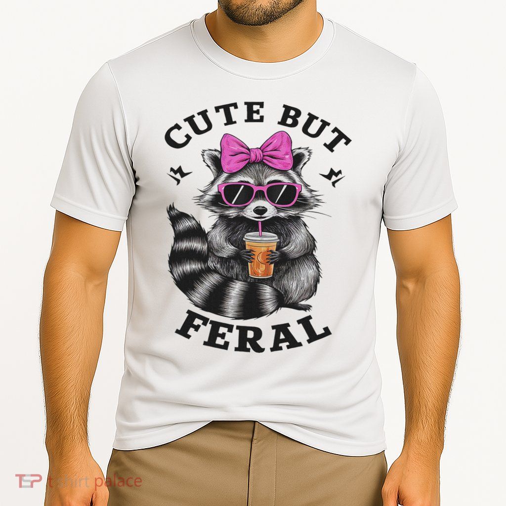 Cute But Feral Funny Colorful Racoon With Sunglasses Racoon Performance Shirt