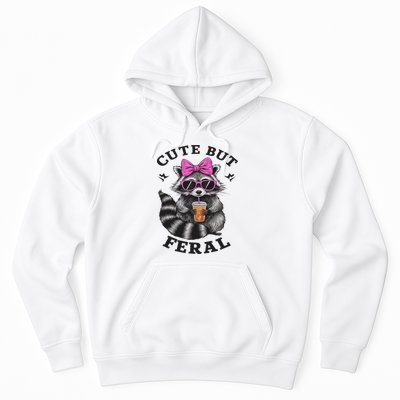 Cute But Feral Funny Colorful Racoon With Sunglasses Racoon Hoodie