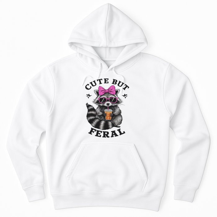 Cute But Feral Funny Colorful Racoon With Sunglasses Racoon Hoodie
