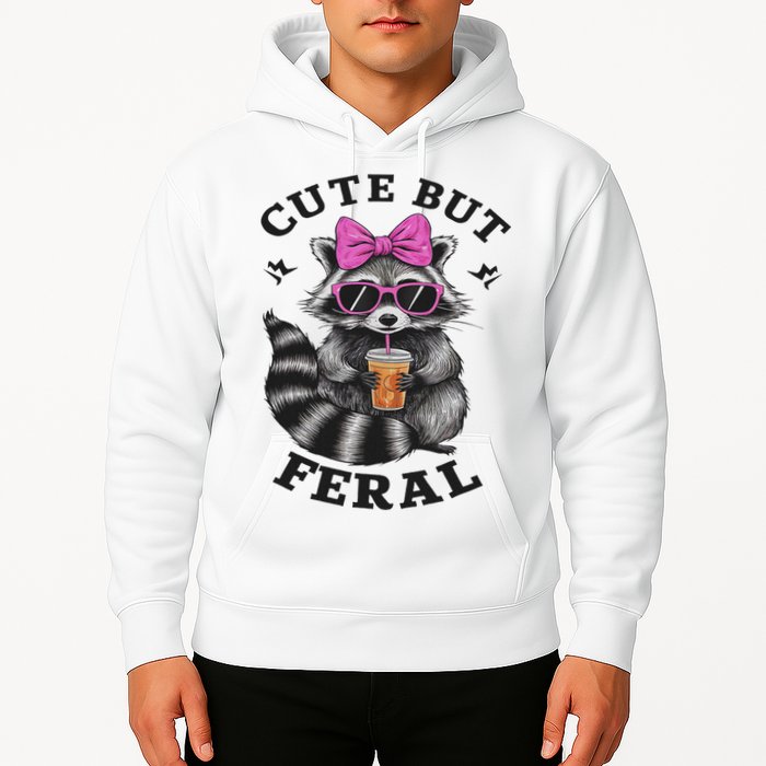 Cute But Feral Funny Colorful Racoon With Sunglasses Racoon Hoodie