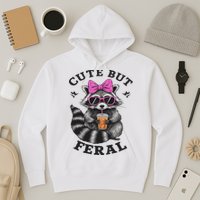 Cute But Feral Funny Colorful Racoon With Sunglasses Racoon Hoodie