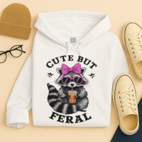 Cute But Feral Funny Colorful Racoon With Sunglasses Racoon Hoodie