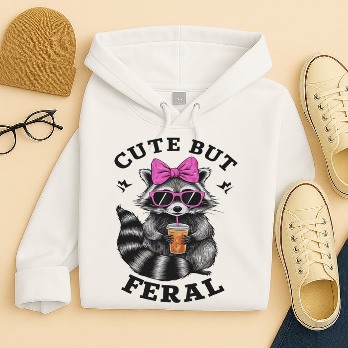 Cute But Feral Funny Colorful Racoon With Sunglasses Racoon Hoodie