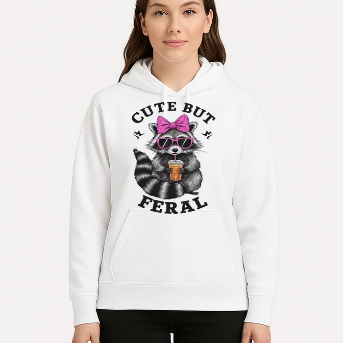 Cute But Feral Funny Colorful Racoon With Sunglasses Racoon Hoodie