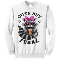 Cute But Feral Funny Colorful Racoon With Sunglasses Racoon Sweatshirt