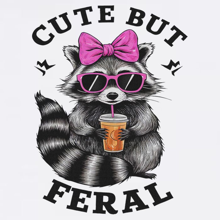 Cute But Feral Funny Colorful Racoon With Sunglasses Racoon Bucket Hat