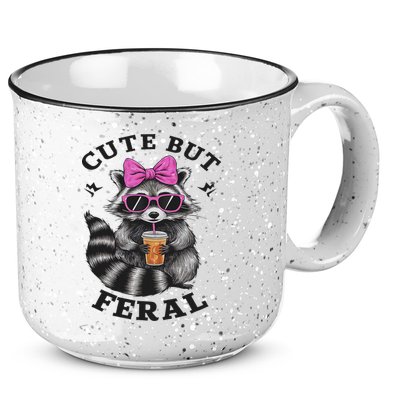 Cute But Feral Funny Colorful Racoon With Sunglasses Racoon 15oz Campfire Ceramic Mug