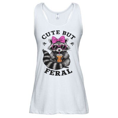Cute But Feral Funny Colorful Racoon With Sunglasses Racoon Ladies Essential Flowy Tank