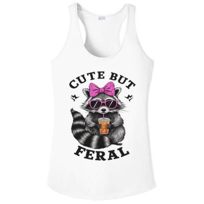 Cute But Feral Funny Colorful Racoon With Sunglasses Racoon Ladies PosiCharge Competitor Racerback Tank