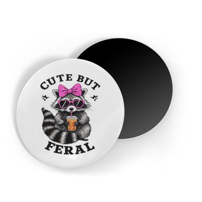 Cute But Feral Funny Colorful Racoon With Sunglasses Racoon Magnet
