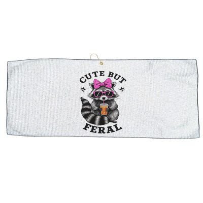 Cute But Feral Funny Colorful Racoon With Sunglasses Racoon Large Microfiber Waffle Golf Towel