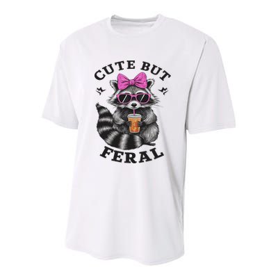 Cute But Feral Funny Colorful Racoon With Sunglasses Racoon Youth Performance Sprint T-Shirt