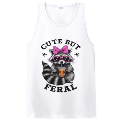 Cute But Feral Funny Colorful Racoon With Sunglasses Racoon PosiCharge Competitor Tank
