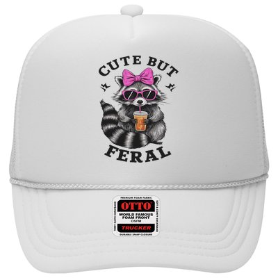 Cute But Feral Funny Colorful Racoon With Sunglasses Racoon Trucker Hat