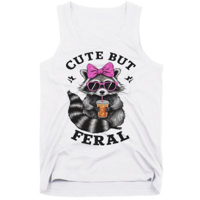 Cute But Feral Funny Colorful Racoon With Sunglasses Racoon Tank Top