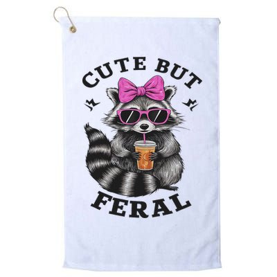 Cute But Feral Funny Colorful Racoon With Sunglasses Racoon Golf Towel