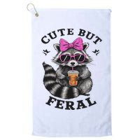 Cute But Feral Funny Colorful Racoon With Sunglasses Racoon Golf Towel