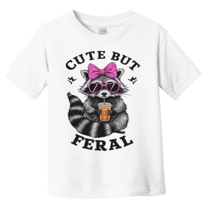Cute But Feral Funny Colorful Racoon With Sunglasses Racoon Toddler T-Shirt