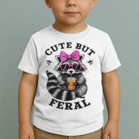 Cute But Feral Funny Colorful Racoon With Sunglasses Racoon Toddler T-Shirt