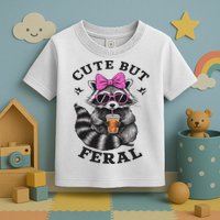 Cute But Feral Funny Colorful Racoon With Sunglasses Racoon Toddler T-Shirt