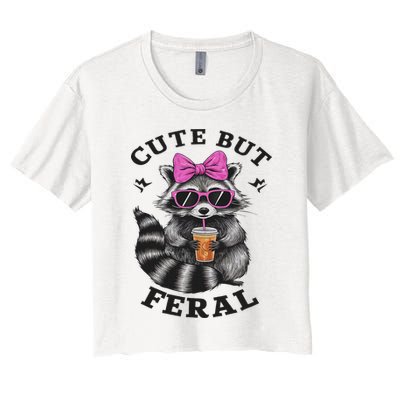 Cute But Feral Funny Colorful Racoon With Sunglasses Racoon Crop Top