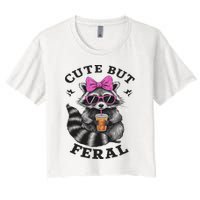 Cute But Feral Funny Colorful Racoon With Sunglasses Racoon Crop Top