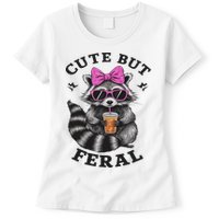 Cute But Feral Funny Colorful Racoon With Sunglasses Racoon Womens T-Shirt