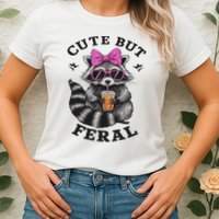 Cute But Feral Funny Colorful Racoon With Sunglasses Racoon Womens T-Shirt