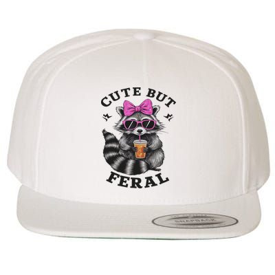 Cute But Feral Funny Colorful Racoon With Sunglasses Racoon Wool Snapback Cap