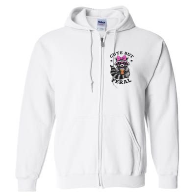 Cute But Feral Funny Colorful Racoon With Sunglasses Racoon Full Zip Hoodie