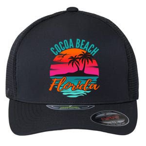 Cocoa Beach Florida Palm Tree Island Pink Sunset Flexfit Unipanel Trucker Cap